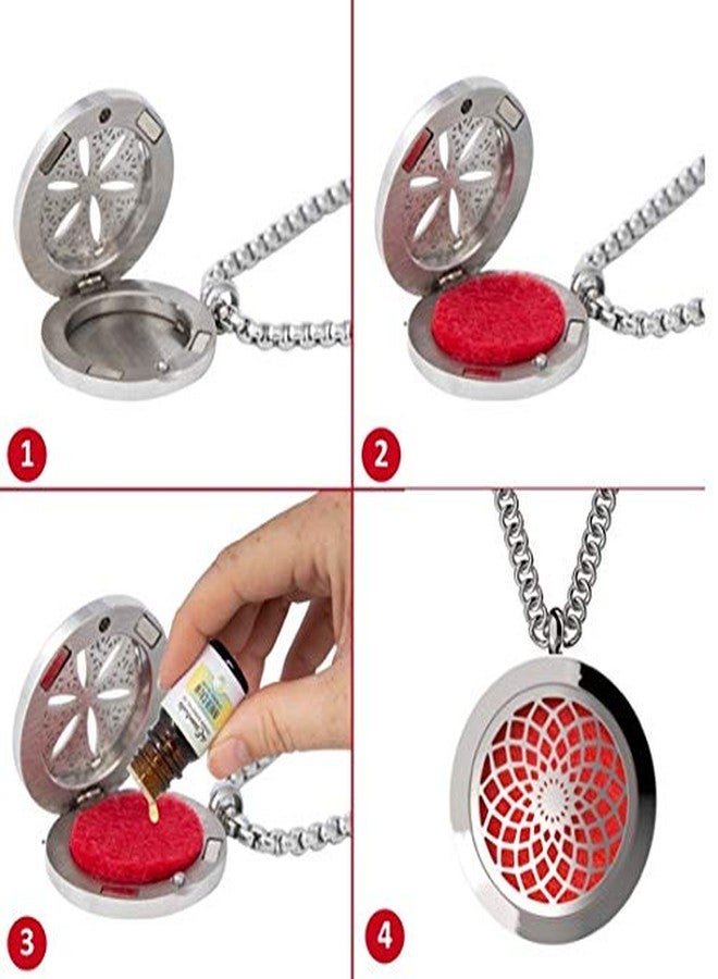 mEssentials Sunflower Essential Oil Diffuser Necklace Gift Set - Includes Aromatherapy Pendant, 24" Stainless Steel Chain, Refill Pads and 1-10ml Bottle of Inner Calm 100% Essential Oil - Image 5